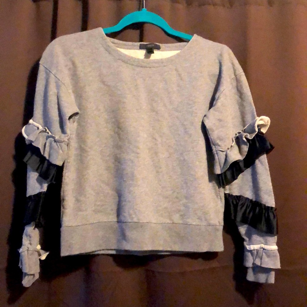 Grey Sweater with Embellished Sleeves